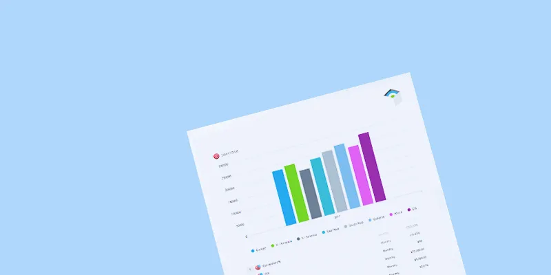 A KPI report on a blue background