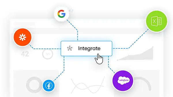 integrate logo surrounded by various SAAS brands